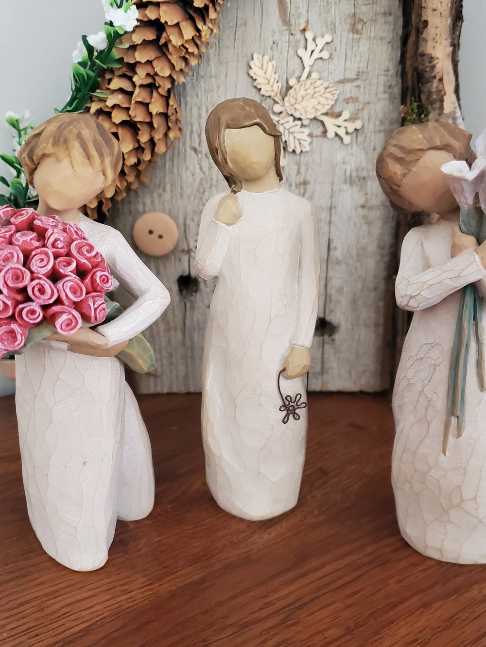 Willow Tree Figurines With Flowers - Set Of 3